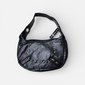 Chic Black Hobo Bag with Stud Accents